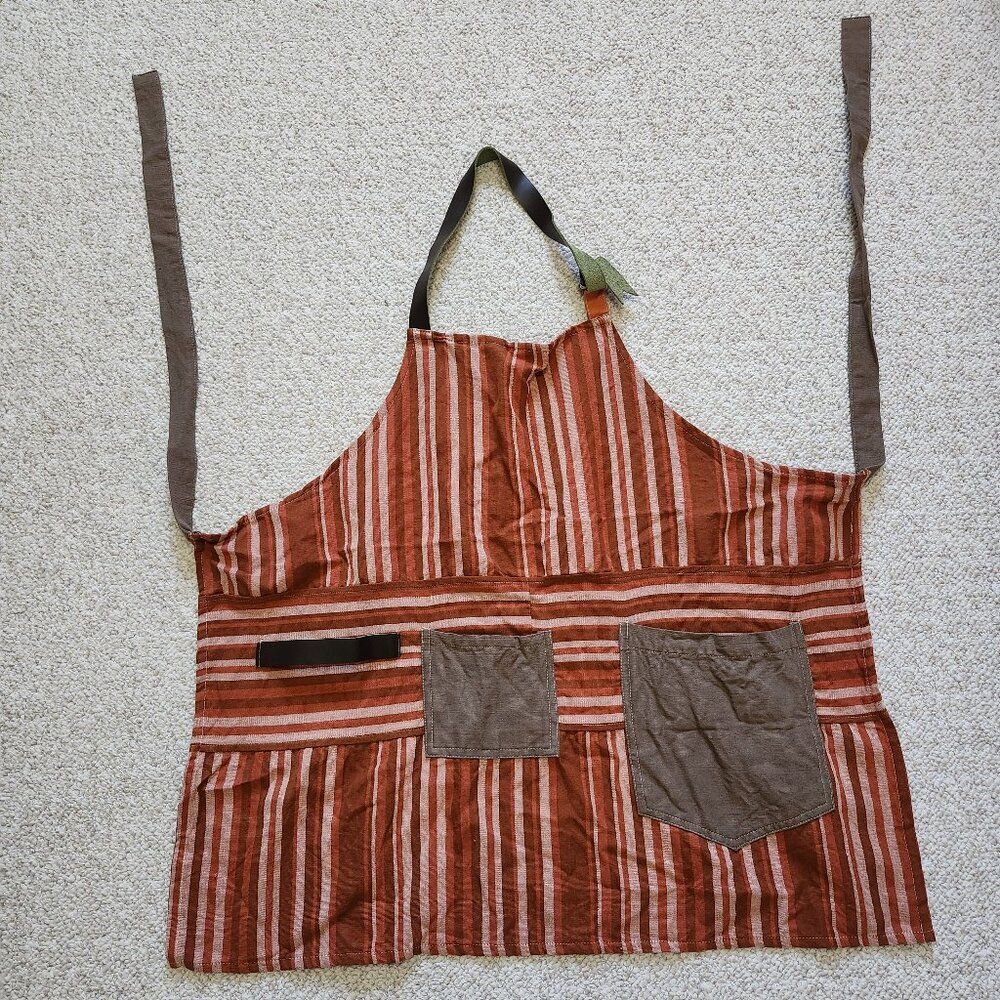 Handmade Orange Apron from Guatemala with Pockets